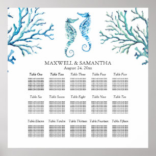 Beach Wedding SEATING CHART Seahorse