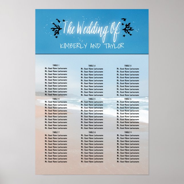 Beach Wedding Seating Charts (Front)