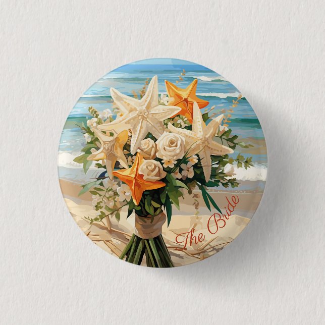 Beach Wedding Starfish Bouquet Button (Front)