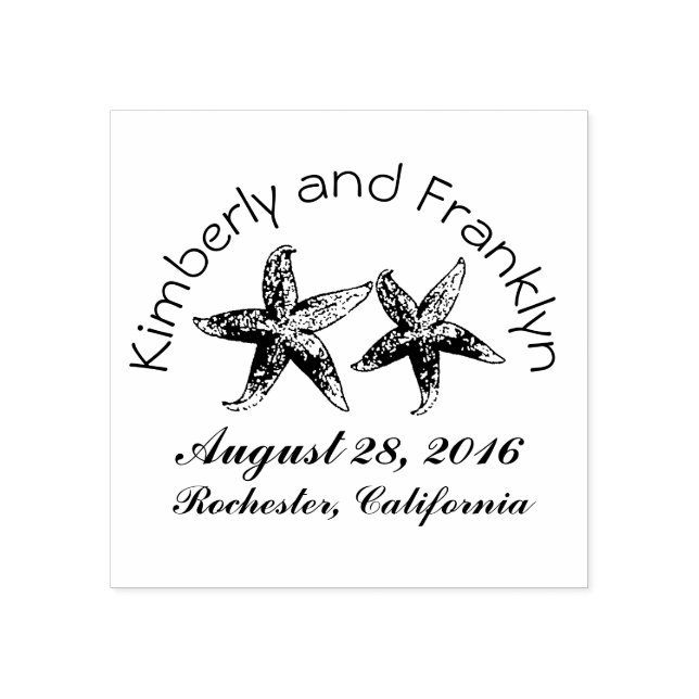 Beach Wedding Starfish Couple Rubber Stamp (Imprint)