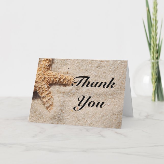 Beach Wedding Starfish Design Thank You Cards (Front)