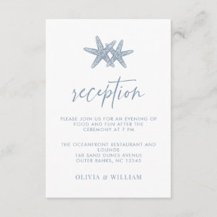 Beach Wedding Starfish Dusty Blue Reception Enclosure Card