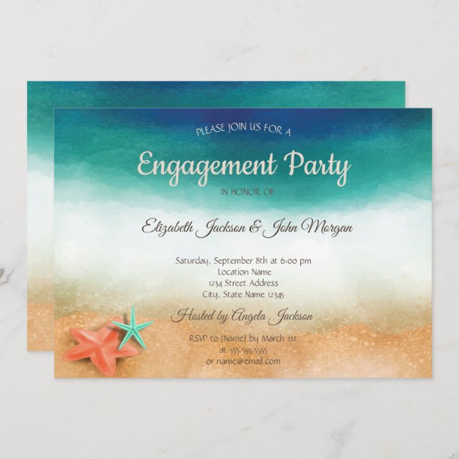 Beach Wedding, Starfish Engagement Invitation (Front/Back)