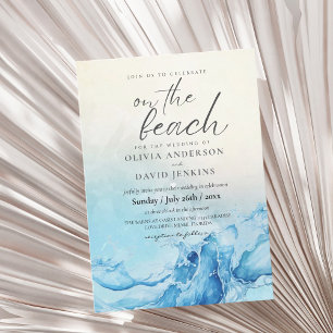Beach Wedding Summer Blue Wedding Invitation