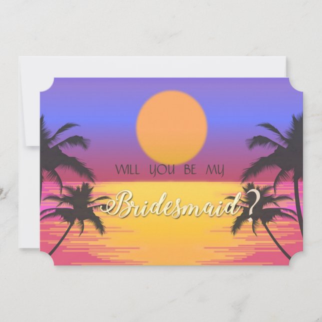 Beach Wedding Sunset Bridesmaid Card (Front)