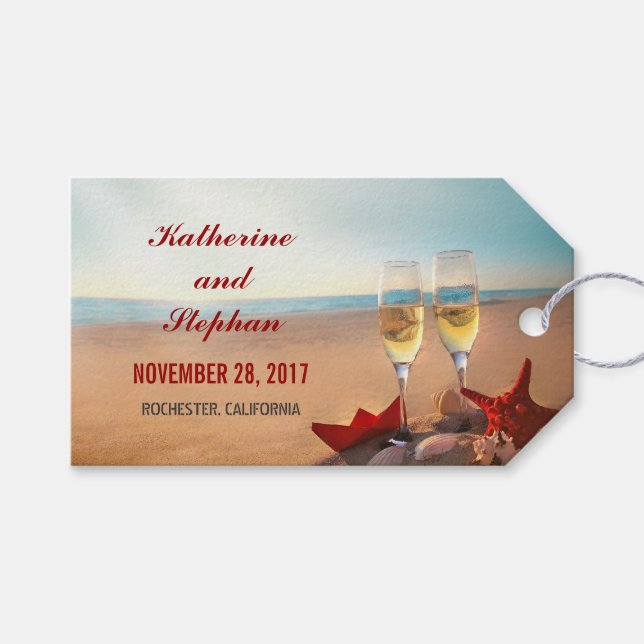 Beach Wedding Sunset Gift Tags (Front (Horizontal))