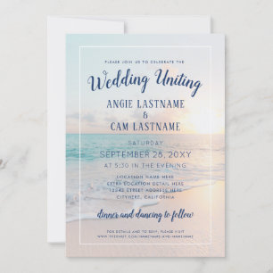 Beach Wedding Sunset Sunrise Sandy Ocean Invitation