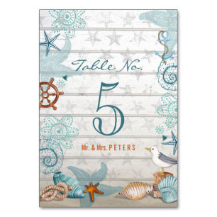 Beach Wedding Table name settings Tablecard Number