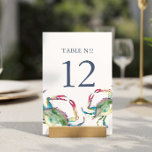 Beach Wedding Table Number Blue Crab<br><div class="desc">Enhance your beach wedding decor with this personalised beach wedding table number card, part of the coastal crab wedding stationery suite by Do Tell A Belle. Featuring my original watercolor crab artwork in vibrant shades of red, blue, turquoise, and green, this card includes your table number, names, and wedding date...</div>