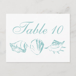 Beach Wedding Table Number Blue Seashells Postcard