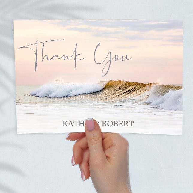 BEACH WEDDING THANK YOU CARD | OCEAN SUNSET (Creator Uploaded)