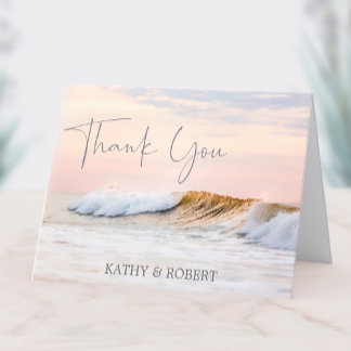 BEACH WEDDING THANK YOU CARD | OCEAN SUNSET FOLDED
