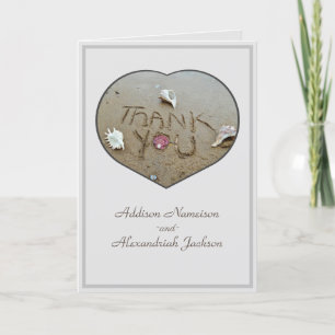 Beach Wedding Thank you photo heart Holiday Card