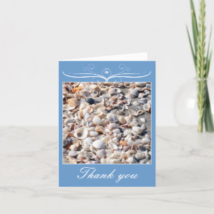 Beach wedding, thank you with shells card