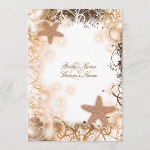 Beach wedding theme ~ elegant reception invitation