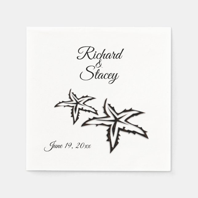 Beach Wedding Theme Personalised Napkin (Front)