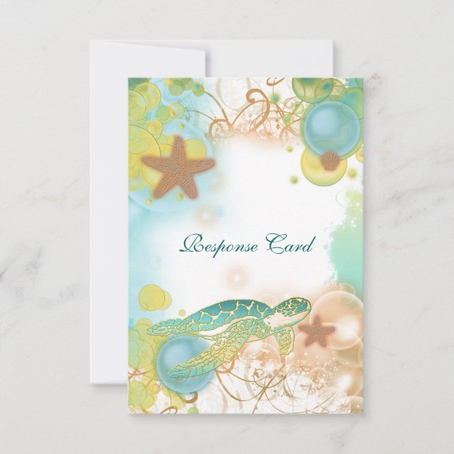 Beach wedding theme response rsvp (Front)