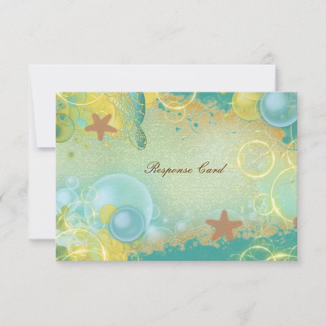 Beach wedding theme ~ response rsvp card (Front)