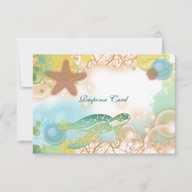 Beach wedding theme ~ response rsvp card (Front)