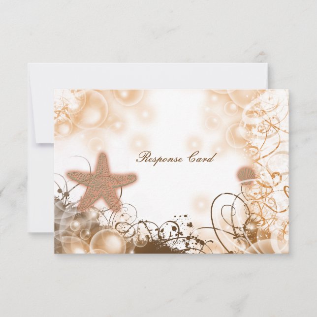 Beach wedding theme ~ response rsvp card 2 (Front)