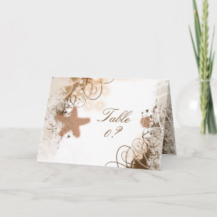 Beach wedding theme ~ table seating placement thank you card