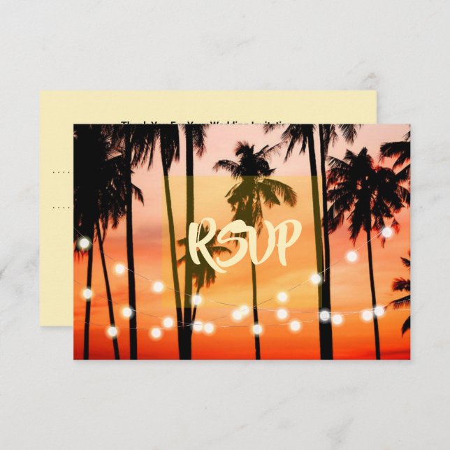 Beach Wedding  Tropical Destination RSVP Card (Front/Back)