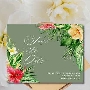 Beach Wedding Tropical Floral Save the Date Announcement Postcard