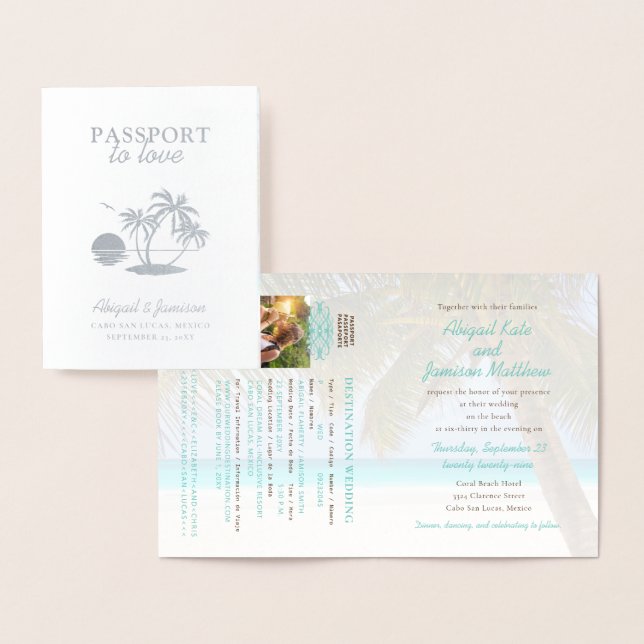 Beach Wedding Tropical Passport Invitation (Display)