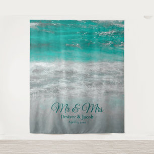 Beach Wedding Turquoise Tropical Ocean Backdrop Tapestry