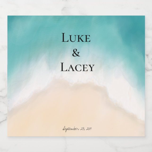 beach wedding watercolor labels (Single Label)
