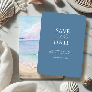 Beach Wedding Watercolor Save The Dates Date