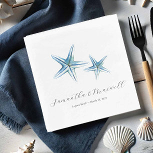 Beach Wedding Watercolor Starfish Napkin