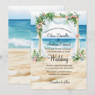 Beach Wedding Watercolor Wedding Announcement