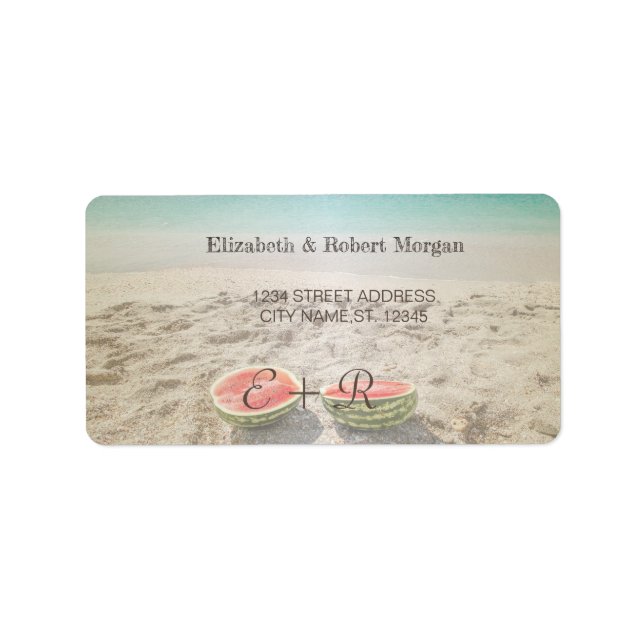 Beach Wedding  Watermelon  Wedding Label (Front)