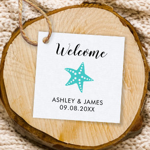 Beach Wedding Welcome Bag Gift Tags, Turquoise Favour Tags
