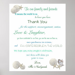 Beach Wedding Welcome Sign, Seashells, Starfish, Poster