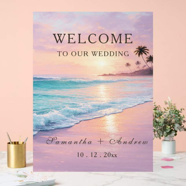 Beach Wedding Welcome Sign Template (Wedding)