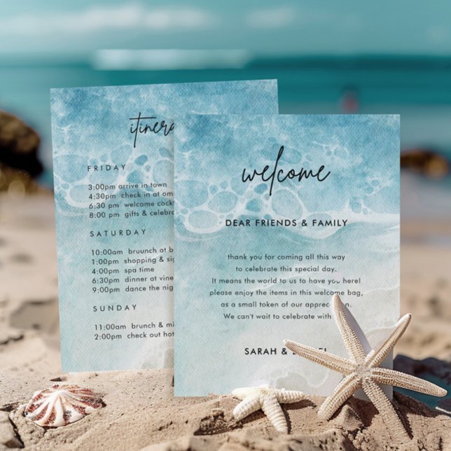 Beach Wedding Welcome Timeline Itinerary (Creator Uploaded)