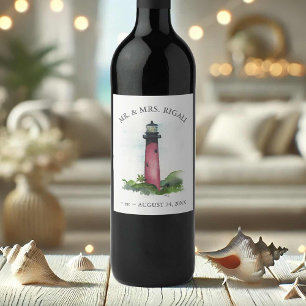 Beach Wedding Wine Bottle Labels Lighthouse