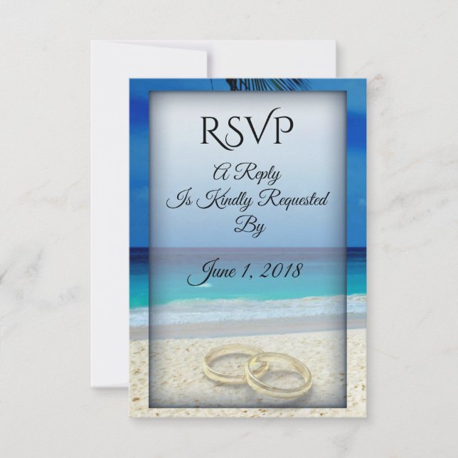 Beach Wedding with Rings RSVP Card (Front)