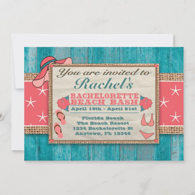 Beach Weekend Getaway Bachelorette Invitation FSS (Front)