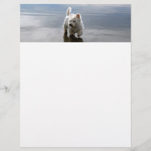 Beach Westie Reflection Stationery Paper Custom Letterhead