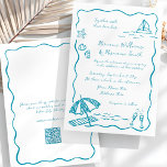 Beach Whimsical Sketch Hand Drawn QR RSVP Wedding Invitation<br><div class="desc">Get your guests excited for your special day with this fun and stylish beach wedding invitation! Featuring simple original, whimsical hand-drawn doodle sketches of seashells, waves, and coastal charm, this design brings playful energy to your celebration. Script font and a soft wavy blue frame on a crisp white background adds...</div>
