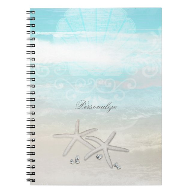 Beach White Starfish Elegant Summer Chic Tropical Spiral Notebook (Front)