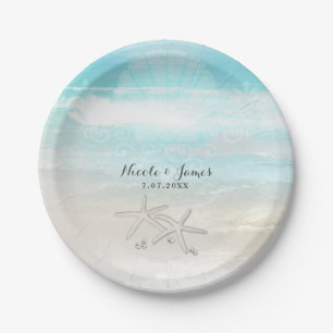 Beach White Starfish Elegant Summer Custom Party Paper Plate