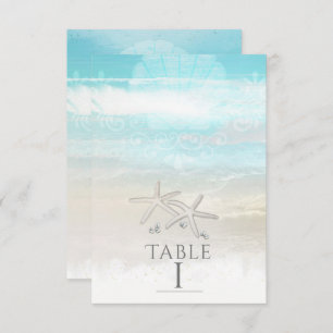 Beach White Starfish Elegant Summer Table Number