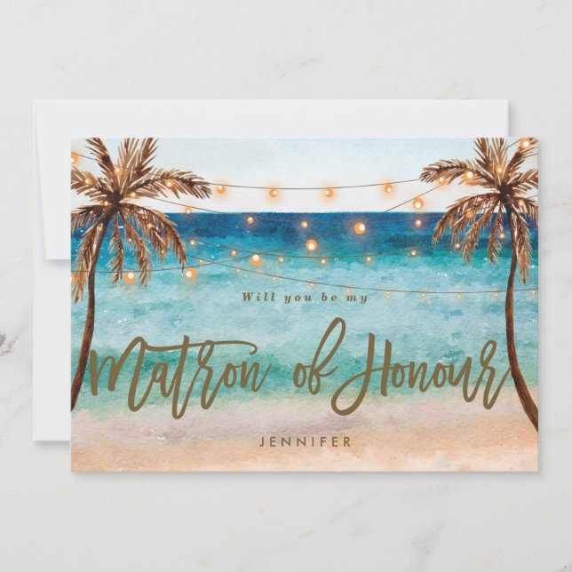 beach will you be matron of honor proposal card (Front)