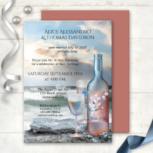 Beach Wine Post or After Wedding Invitation