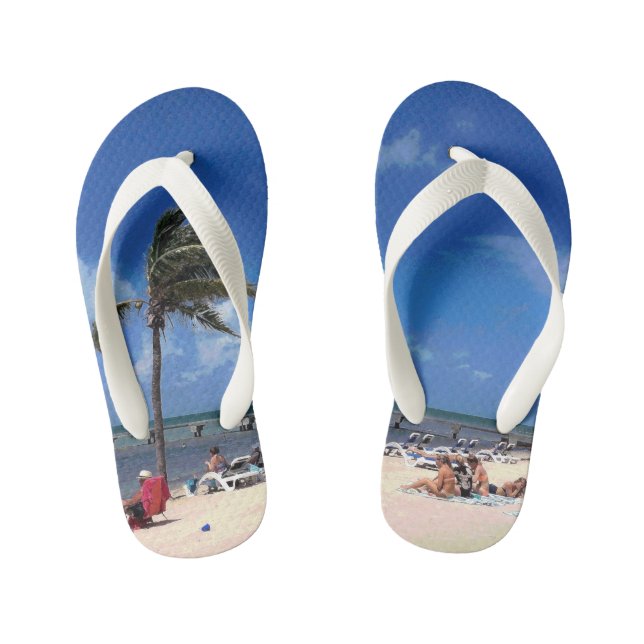 Beach with Coconut Palm Kid's Jandals (Footbed)
