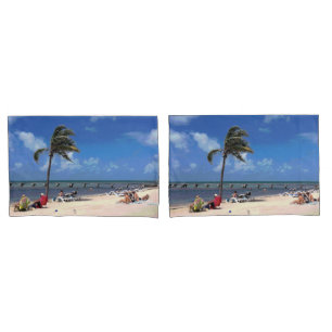 Beach with Coconut Palm Pillowcase